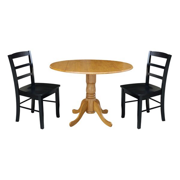 International Concepts 42 in. Dual Drop Leaf Table with 2 Ladder Back Dining Chairs - 3 Piece Dining Set K04-42DP-C46-2P - main